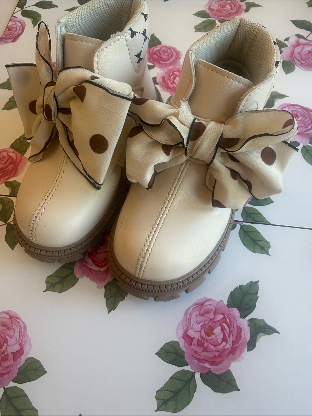 Toddler Ankle Boots with Polka Dot Bow